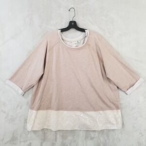 Logo Lori Goldstein 3X Embroidered Tunic Curve‎ Friendly Comfort Cozy Athleisure